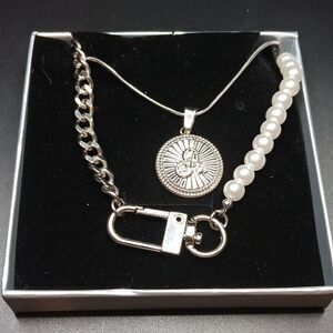 New Initial A  Layered Necklace Silver Tone Cursive Script Letter A‎ New In Box